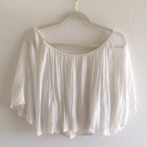 White Boho Butterfly Sleeve Top